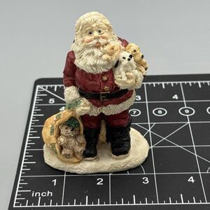 Vtg Jolly Old Elf Santa w/ Puppies Christmas Figurine JE002 Kitschy Miller 3.5"H